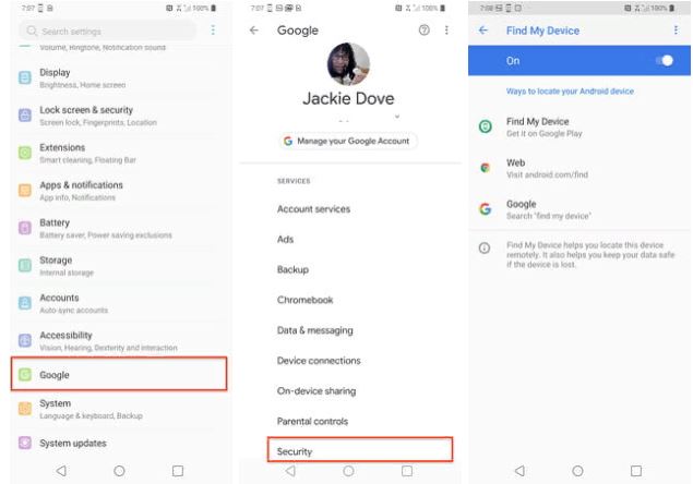 how to set google find my device