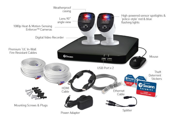 Swann Enforcer Wired 2 камера и 4-канальный обзор системы безопасности DVR